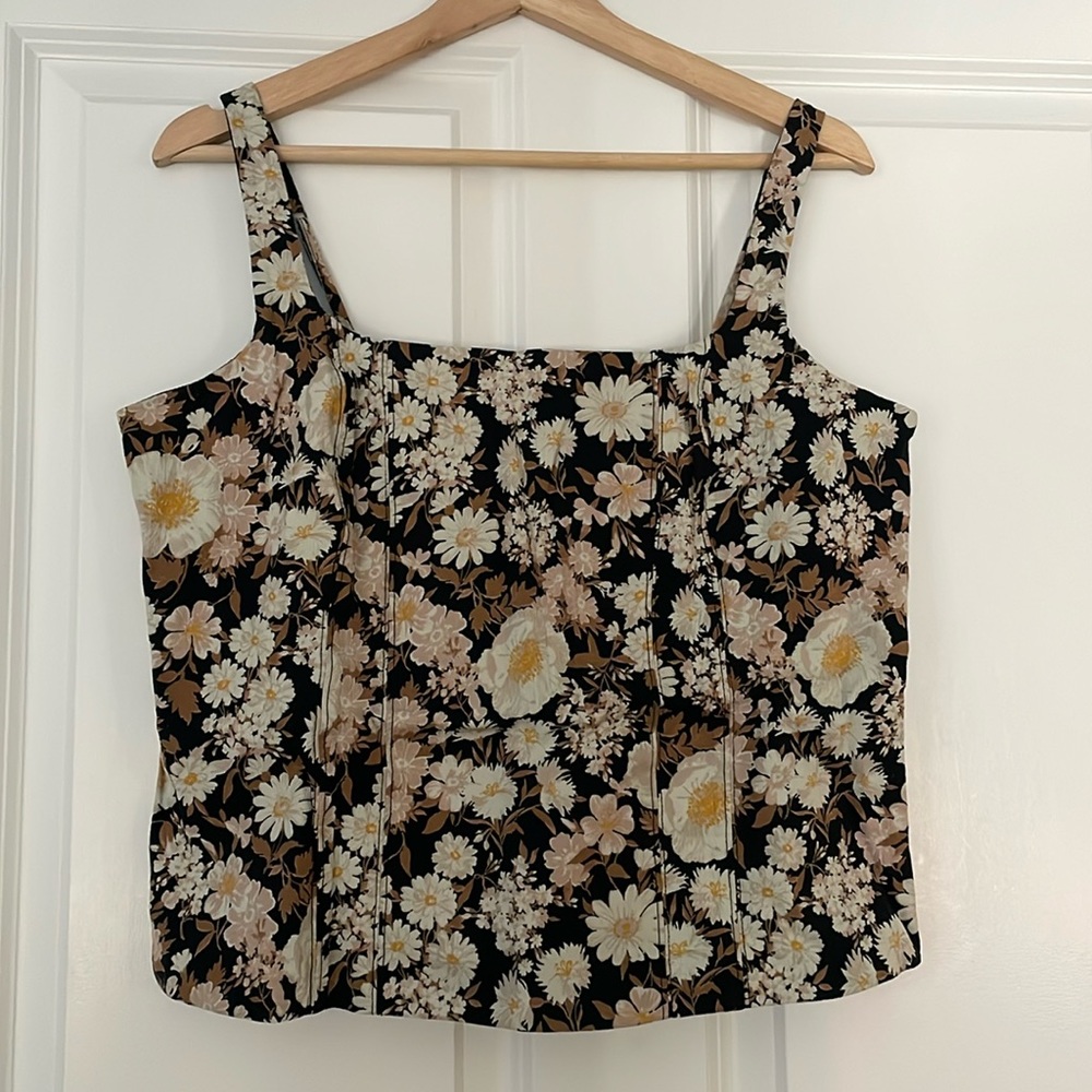 NWT Abercrombie and Fitch Brown Floral Corset Top XL